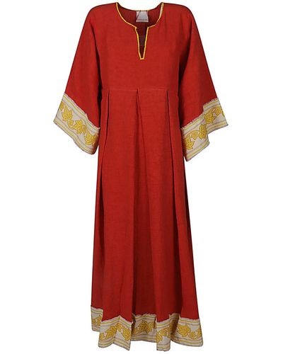 Ninaleuca Linen Long Dress - Red