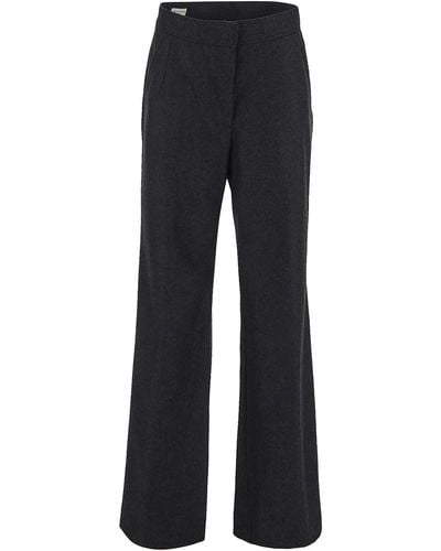 Dries Van Noten Trousers In Anthracite With Straight Leg - Blue