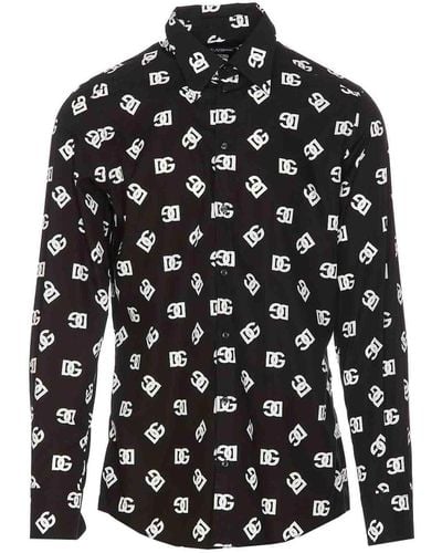 Dolce & Gabbana Dg Logo Print Martini Shirt - Black
