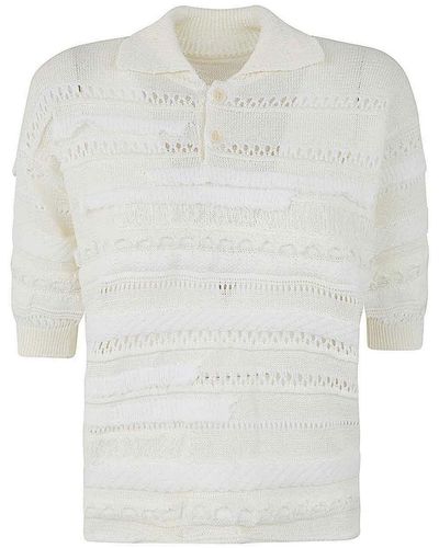 Y's Yohji Yamamoto Half Sleeve Pullover With Collar - White