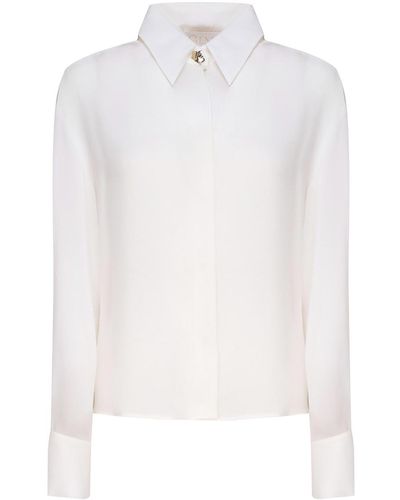 Genny Shirt With Golden Button Collar - White