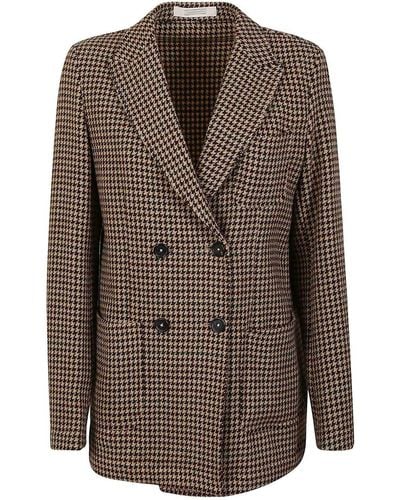 Massimo Alba Patterned Wool Blazer Jacket - Brown