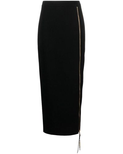 Moschino Mid-length Crepe Texture Skirt - Black