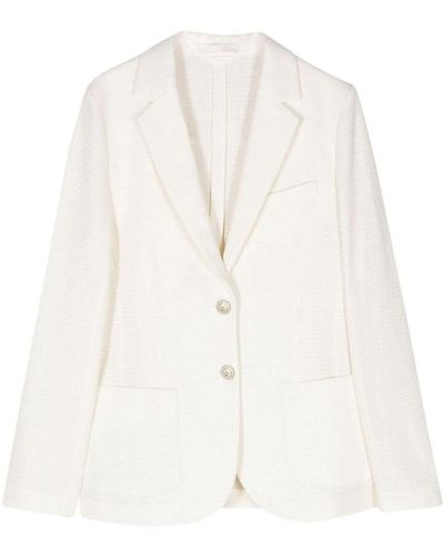 Circolo 1901 Linen And Cotton Blend Single-breasted Jacket - White