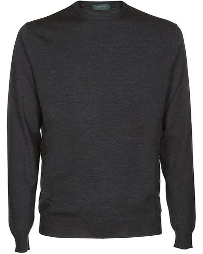 Zanone Dark Wool Sweater - Black