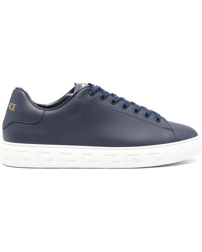 Versace Greca Leather Trainers - Blue