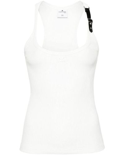 Courreges Buckle Ribbed Tank Top - White