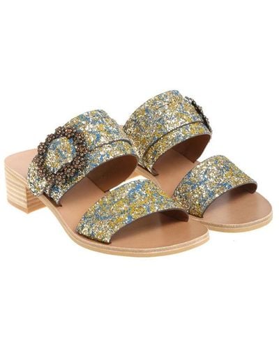 See By Chloé Leather Glitter Sandals - Multicolour
