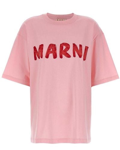 Marni Logo Print T-Shirt - Pink