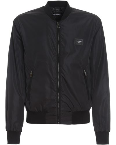 Dolce & Gabbana Nylon Padded Bomber Jacket - Black