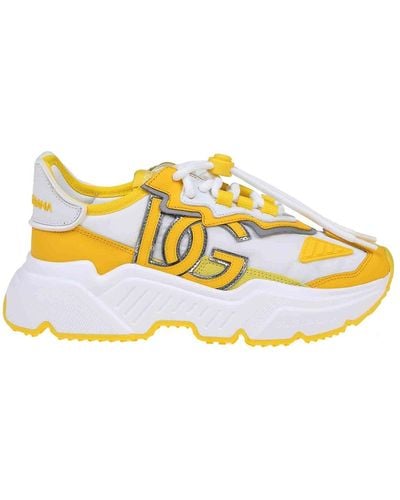 Dolce & Gabbana Daymaster Trainers In Fabric And Suede - Yellow