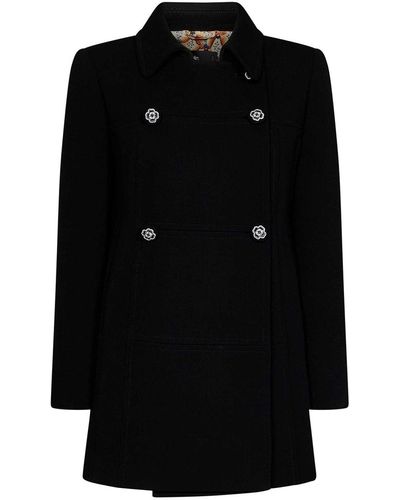 Etro Wool Double-breasted Coat - Black