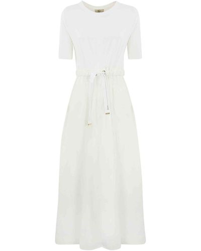 Herno Jersey Dress With Drawstring - White