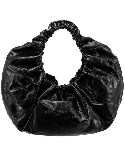 Alexander Wang Craquel Leather Large Shoulder Bag - Black