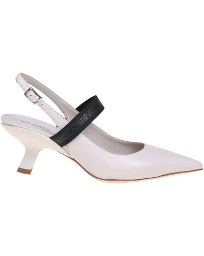 Vic Matié Bonbon Leather Court Shoes With Elastic - White