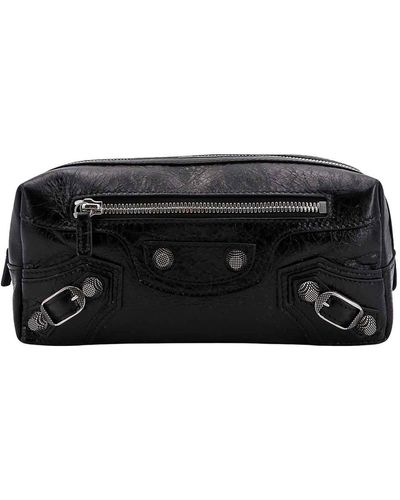 Balenciaga Patent Leather Beauty Case Leather Details - Black