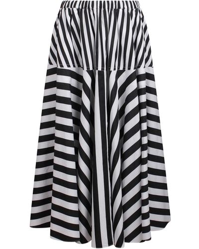 Patou Long Striped Skirt - White