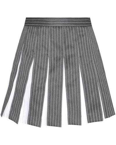 Thom Browne And White Cotton-wool Blend Skirt - Gray