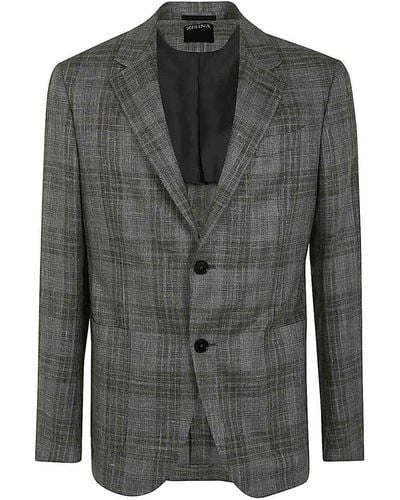 Zegna Wool And Silk Blend Jacket - Grey