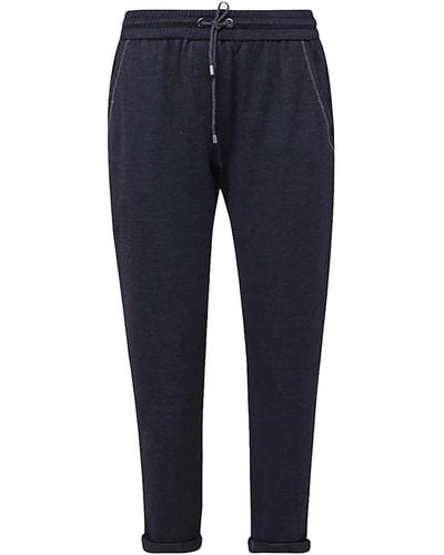 Brunello Cucinelli Night Sky Cotton And Silk Blend Track Trousers - Blue
