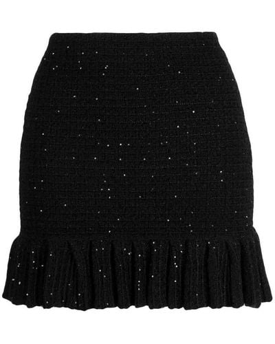 Self-Portrait Sequin Textured Knit Mini Skirt - Black