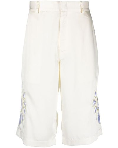 Bluemarble Embroidered Flowers Shorts - White