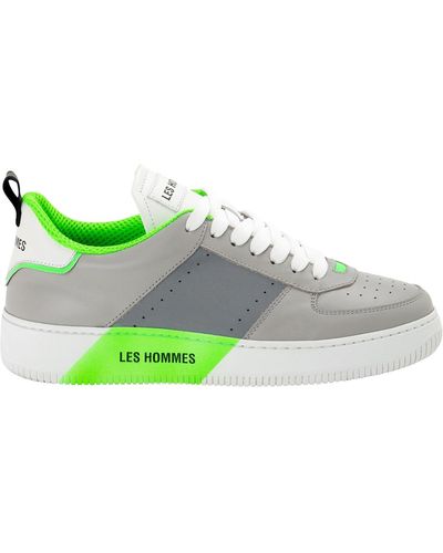Les Hommes Detailed Leather Trainers - Green