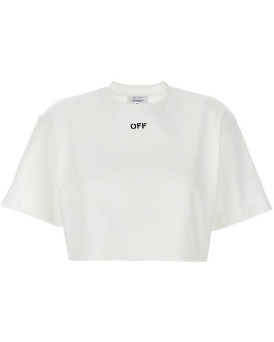 Off-White c/o Virgil Abloh Cropped Stamped Logo T-shirt - White