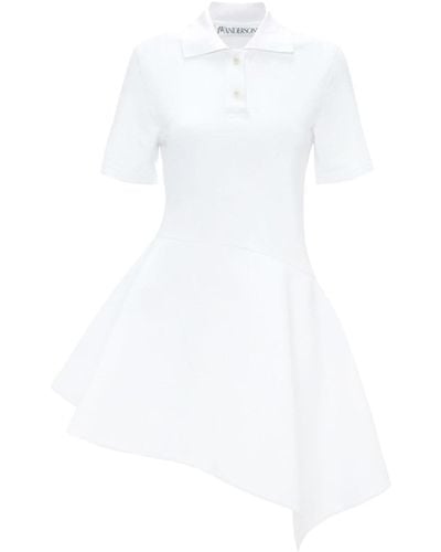 JW Anderson Polo-collar Cotton Asymmetric Dress - White