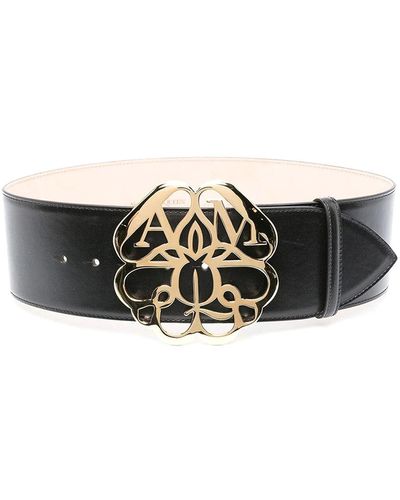 Alexander McQueen Leather Belt With Buckle - White