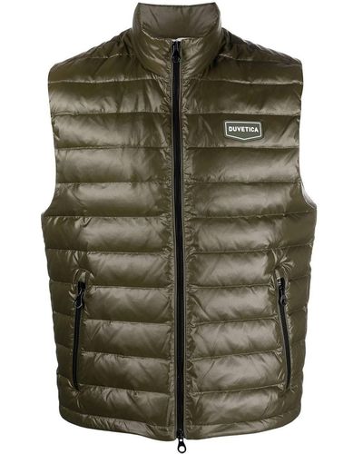 Duvetica Filucca High Neck Padded Down Gilet With Logo - Green