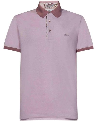 Etro Pink Cotton Pique Polo Shirt - Purple