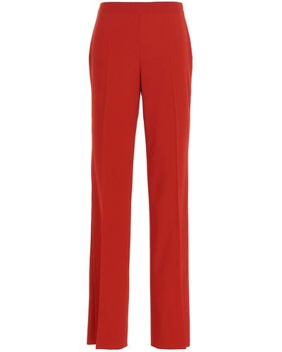 Ferragamo Straight Leg Trousers With Pleat - Red