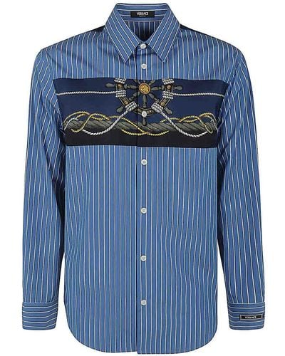 Versace Striped Poplin Shirt - Blue