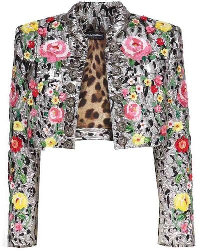 Dolce & Gabbana Jacket With Animal Print And Flowers - Black