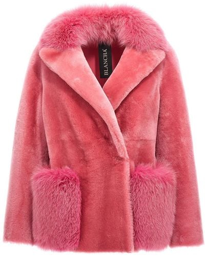 Blancha Merino Straight-volpe Shadow Fur Coat - Pink