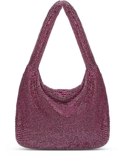 Kara Crystal Mesh Bag Decorated In Crystals - Purple