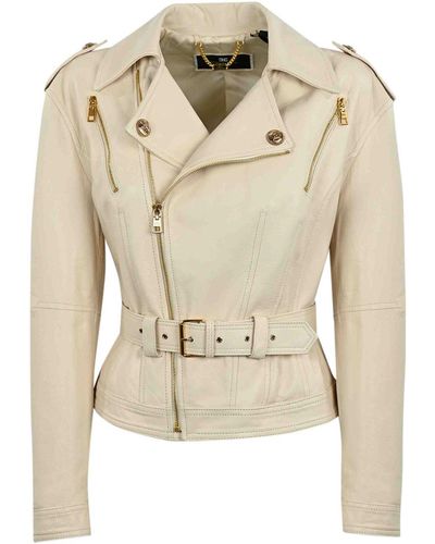 Elisabetta Franchi Leather Jacket - Natural