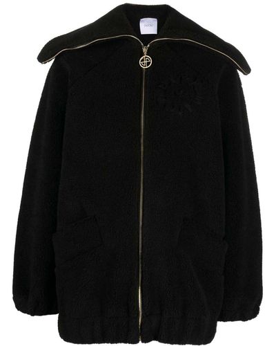 Patou Logo-embroidered Fleece Jacket - Black