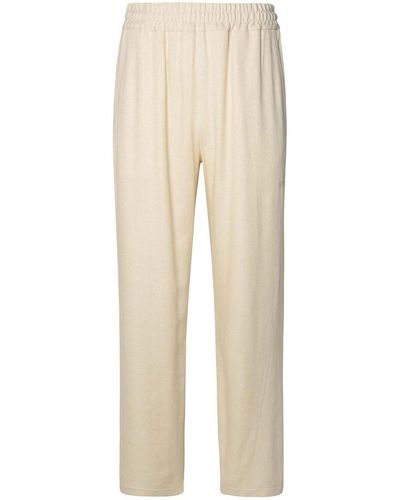 Gcds Ivory Linen Blend Pants - Natural