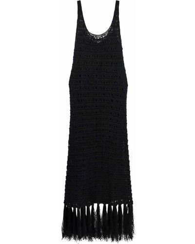 Erika Cavallini Semi Couture Dress With Fringe - Black