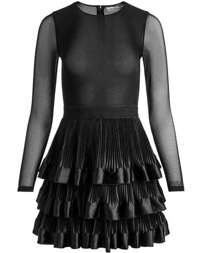 Alice + Olivia Chara Tiered Ruffle Mini Dress - Black