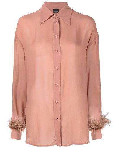 Pinko Blouse With Feathers - Pink