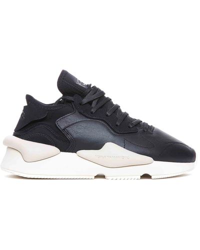 Y-3 White Kaiwa Trainers With Round Toe - Blue