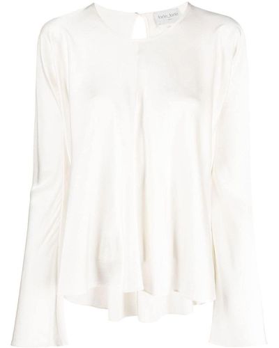 Forte Forte Silk Satin Roundneck Shirt - White