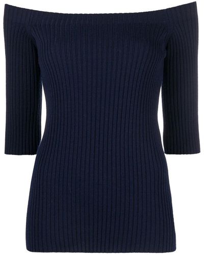 Chloé Boat Neck Wool Sweater - Blue