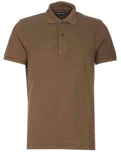 Tom Ford Olive Polo Regular Collar Embroidered - Brown