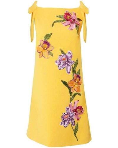 Carolina Herrera Embellished Shift Dress - Yellow