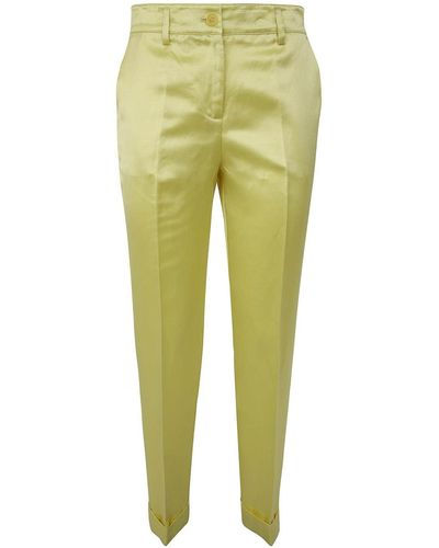 P.A.R.O.S.H. Satin Viscose And Linen Trousers - Green