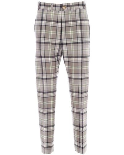 Vivienne Westwood Check Pants In Gray And Green